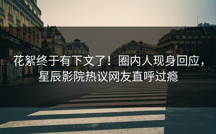花絮终于有下文了!圈内人现身回应,星辰影院热议网友直呼过瘾